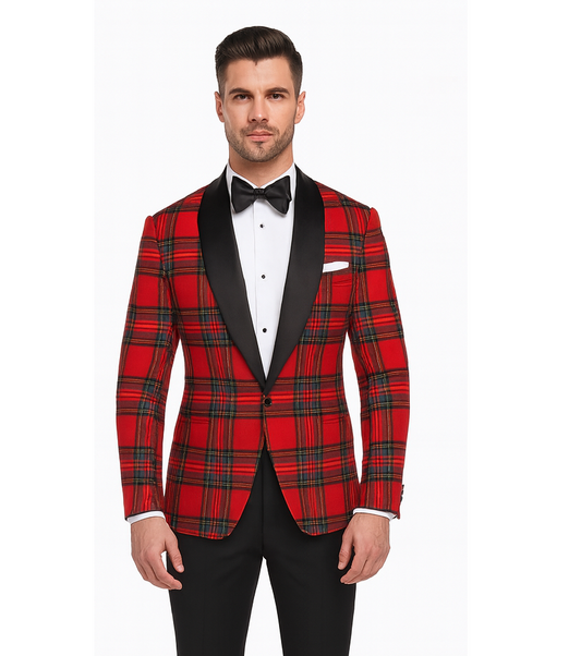 Men’s Red Tartan Formal Jacket