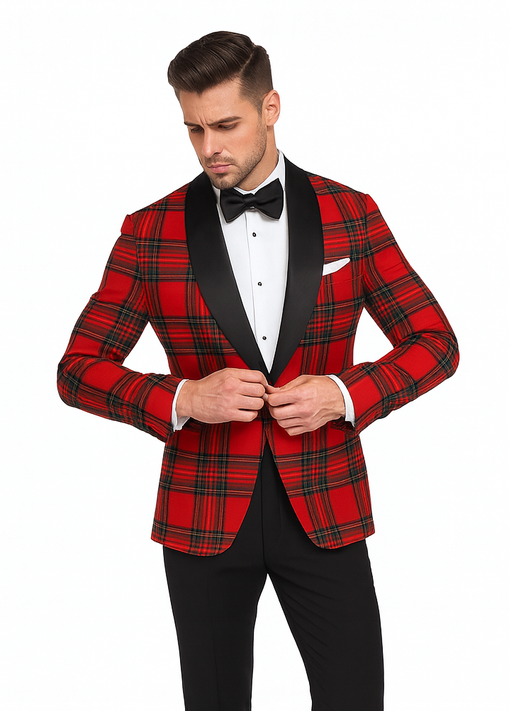 Men’s Red Tartan Formal Jacket