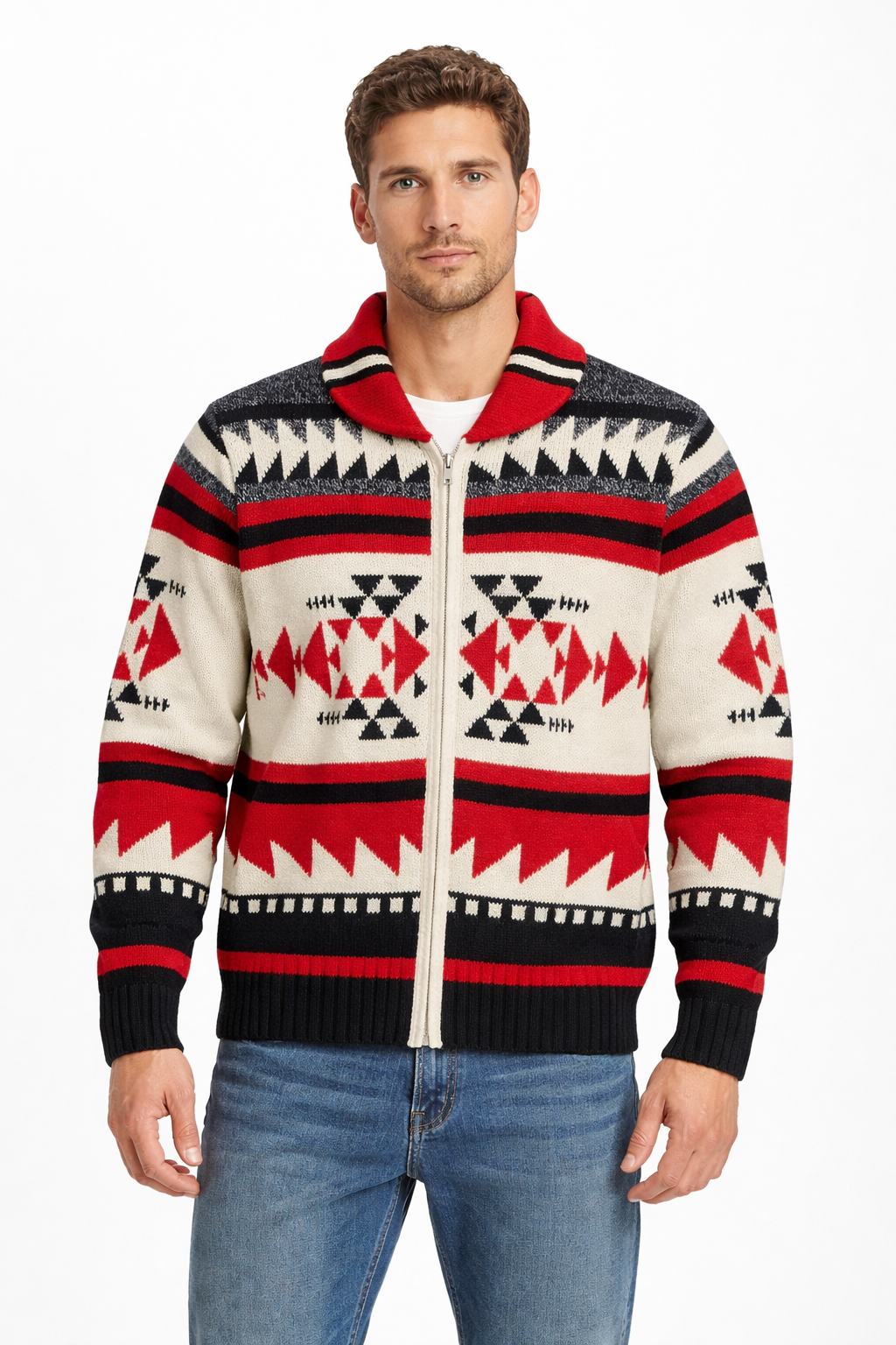 Men’s Heritage Pattern Zip Cardigan