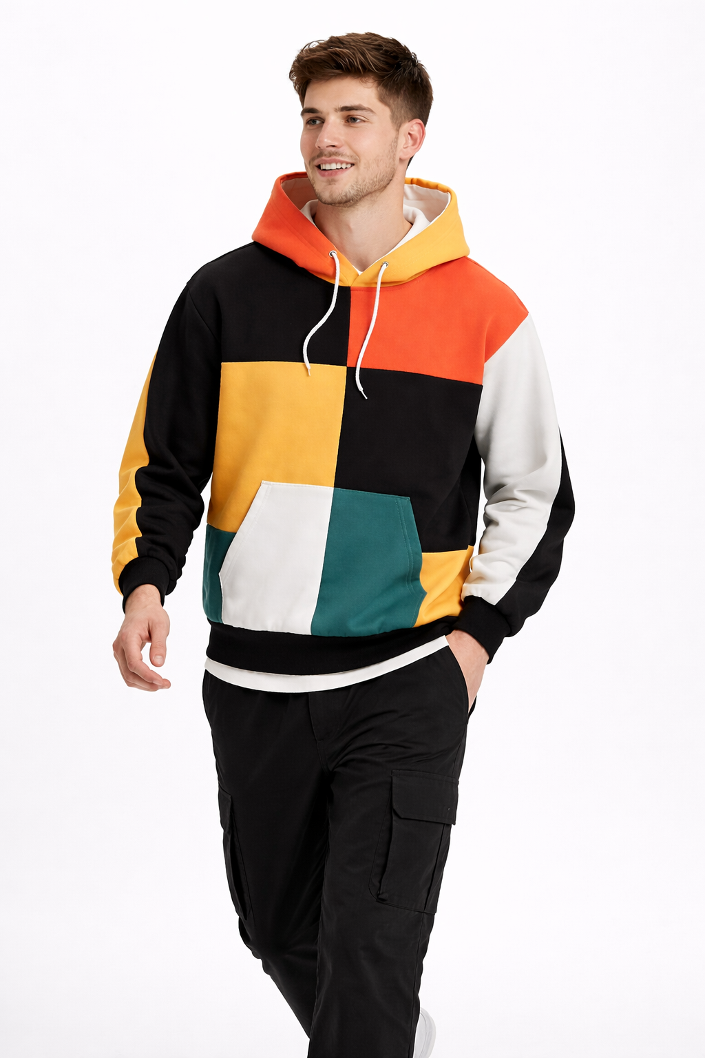 Men’s Patchwork Color Block Hoodie