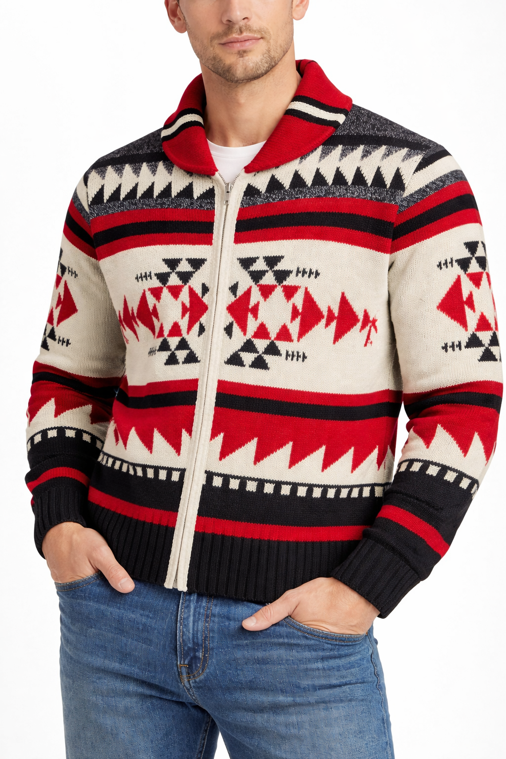 Men’s Heritage Pattern Zip Cardigan