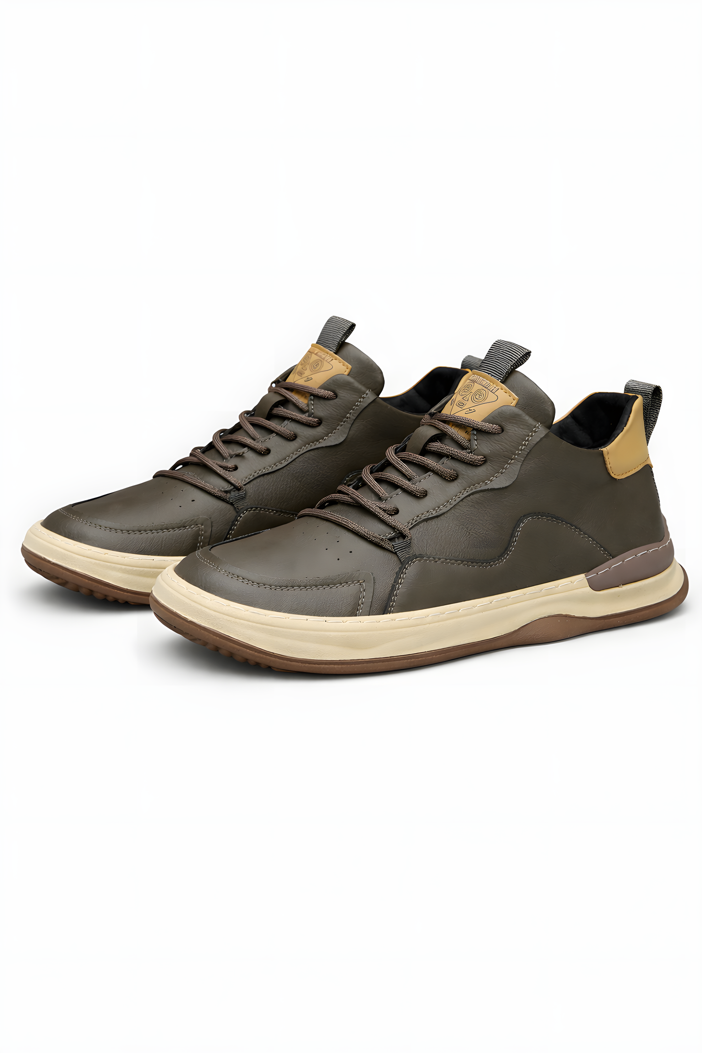 Italian Leather Panel Lace-Up Sneakers
