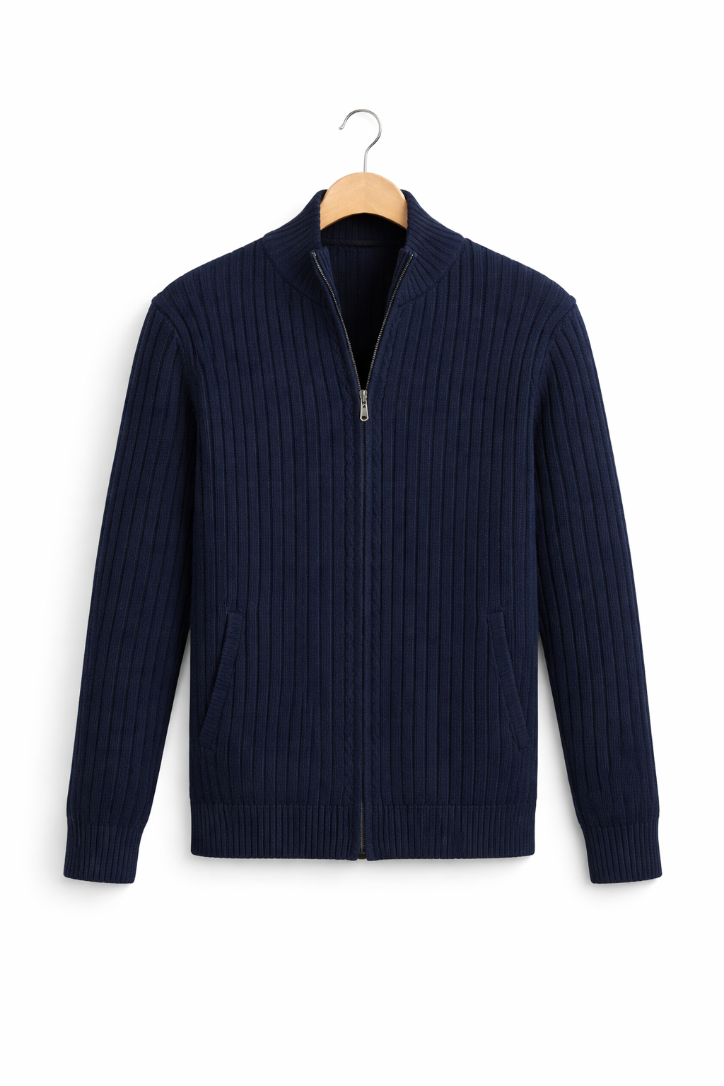Men's Ribbed Zip Knit Cardigan