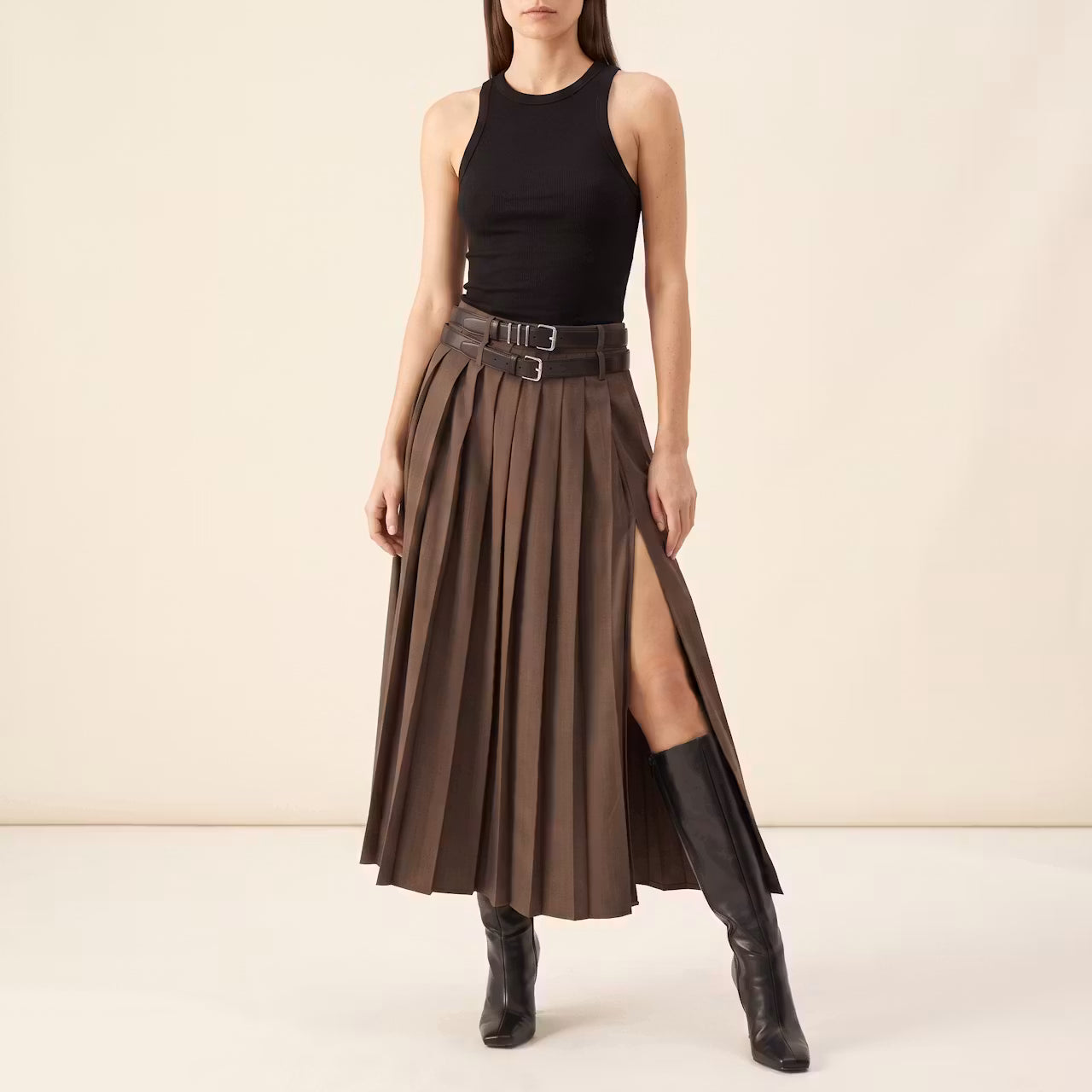 Maren Geplooide Midirok met Split