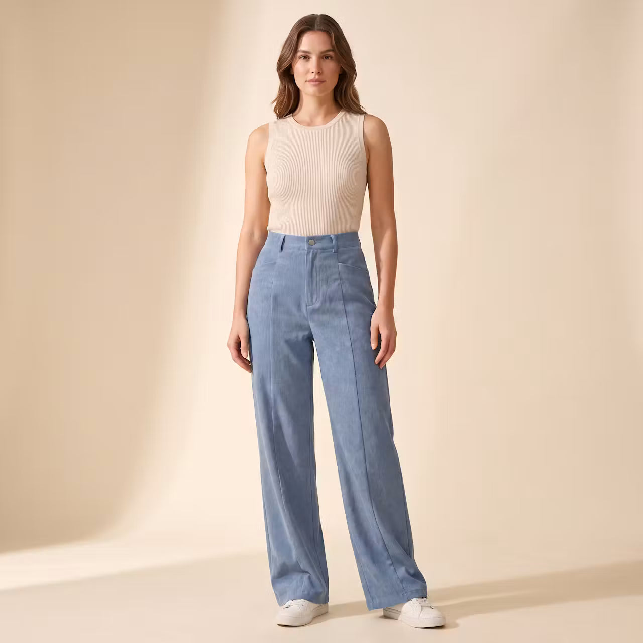 Aurelia Ribfluwelen Broek met Wijde Pijpen