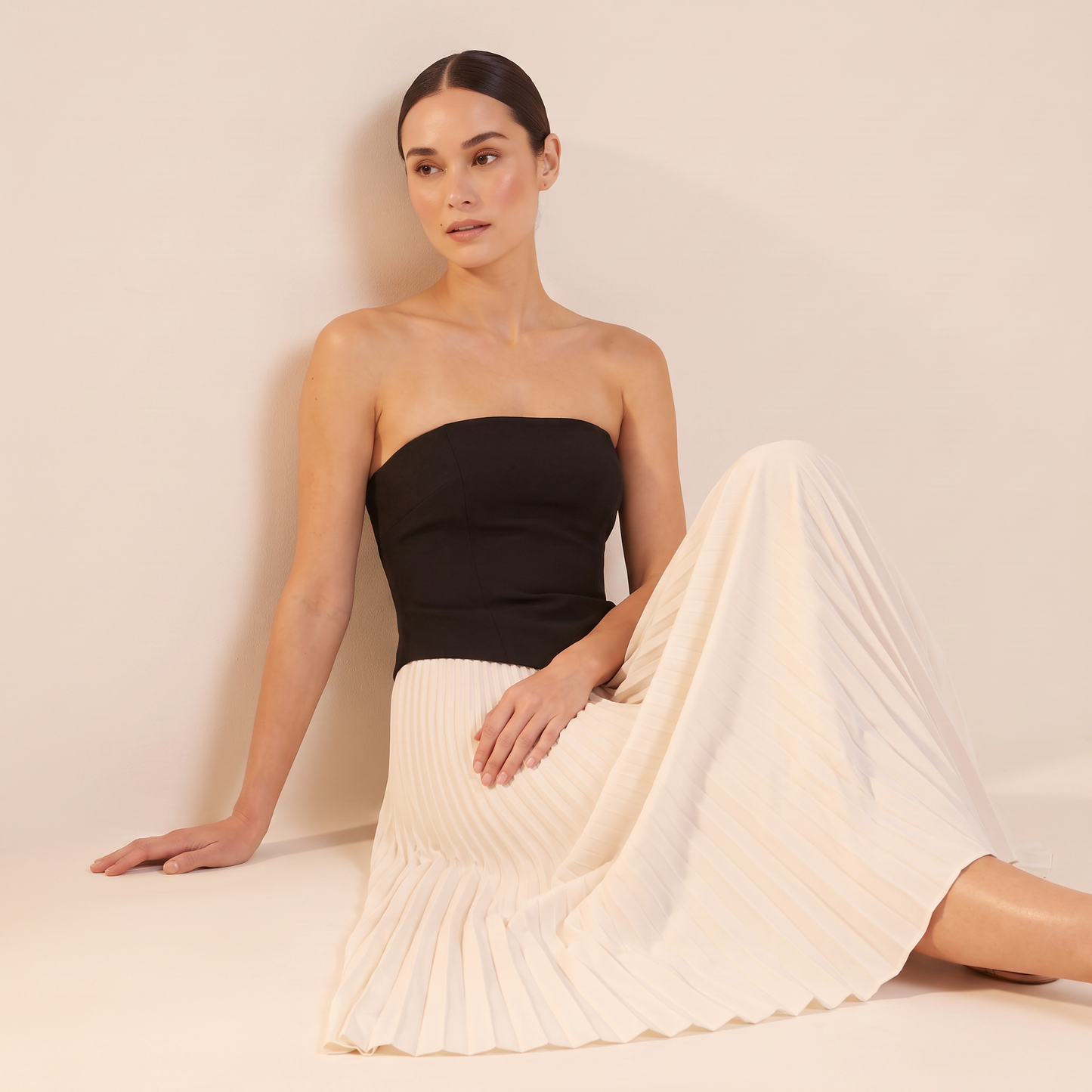 Monochrome Line mouwloze maxi-jurk