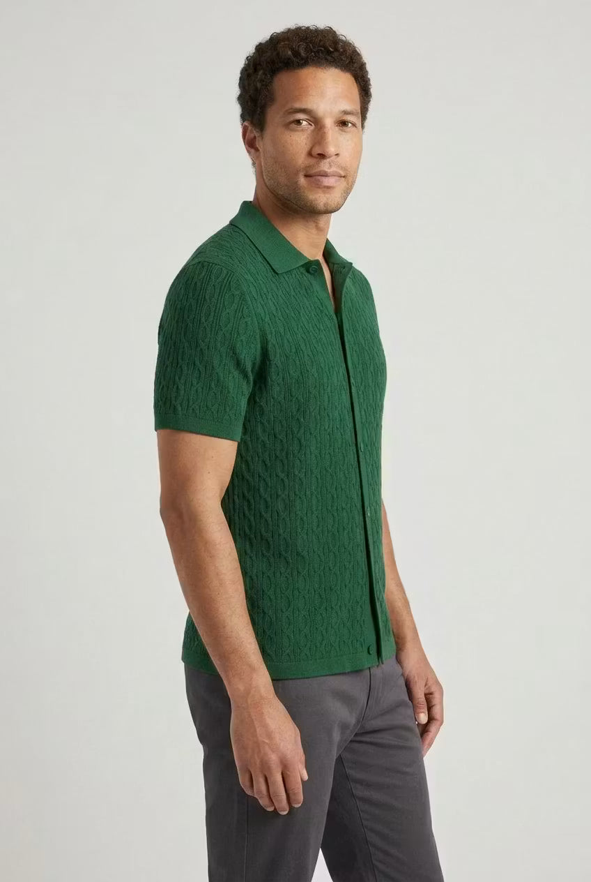 Men’s Cable Knit Short Sleeve Shirt