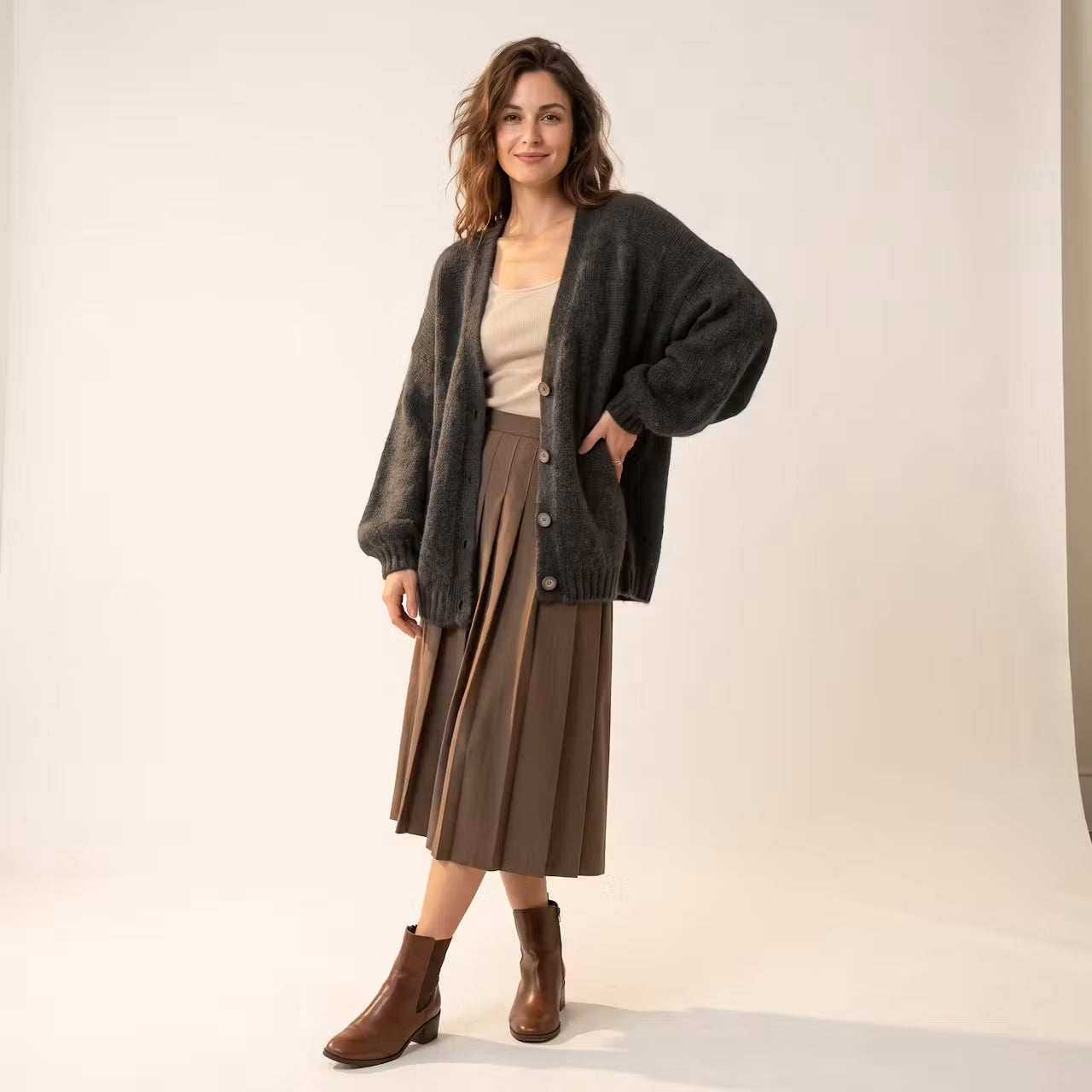 Mara Gebreid Vest met Ruime Pasvorm