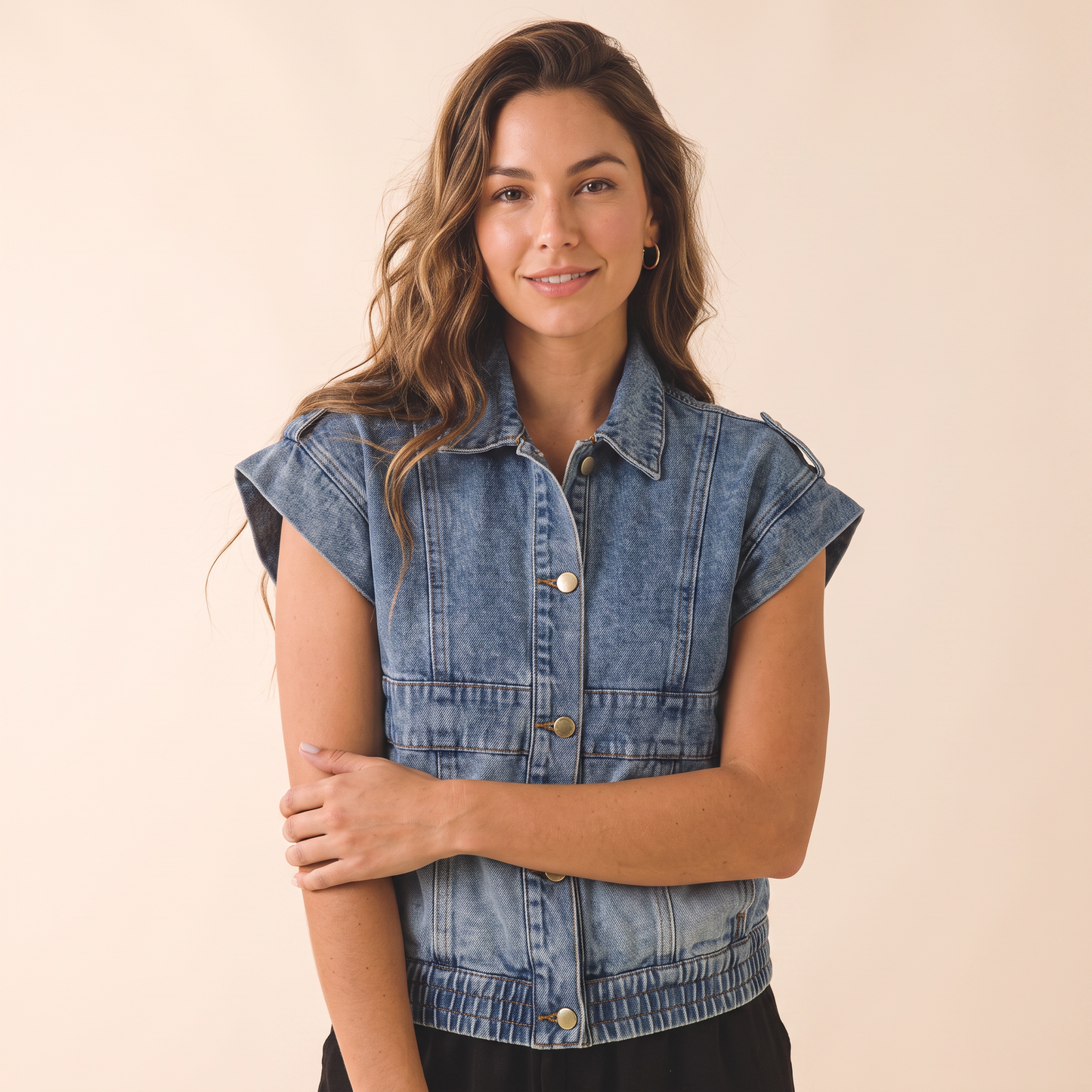 Harbour denim gilet van katoenmix