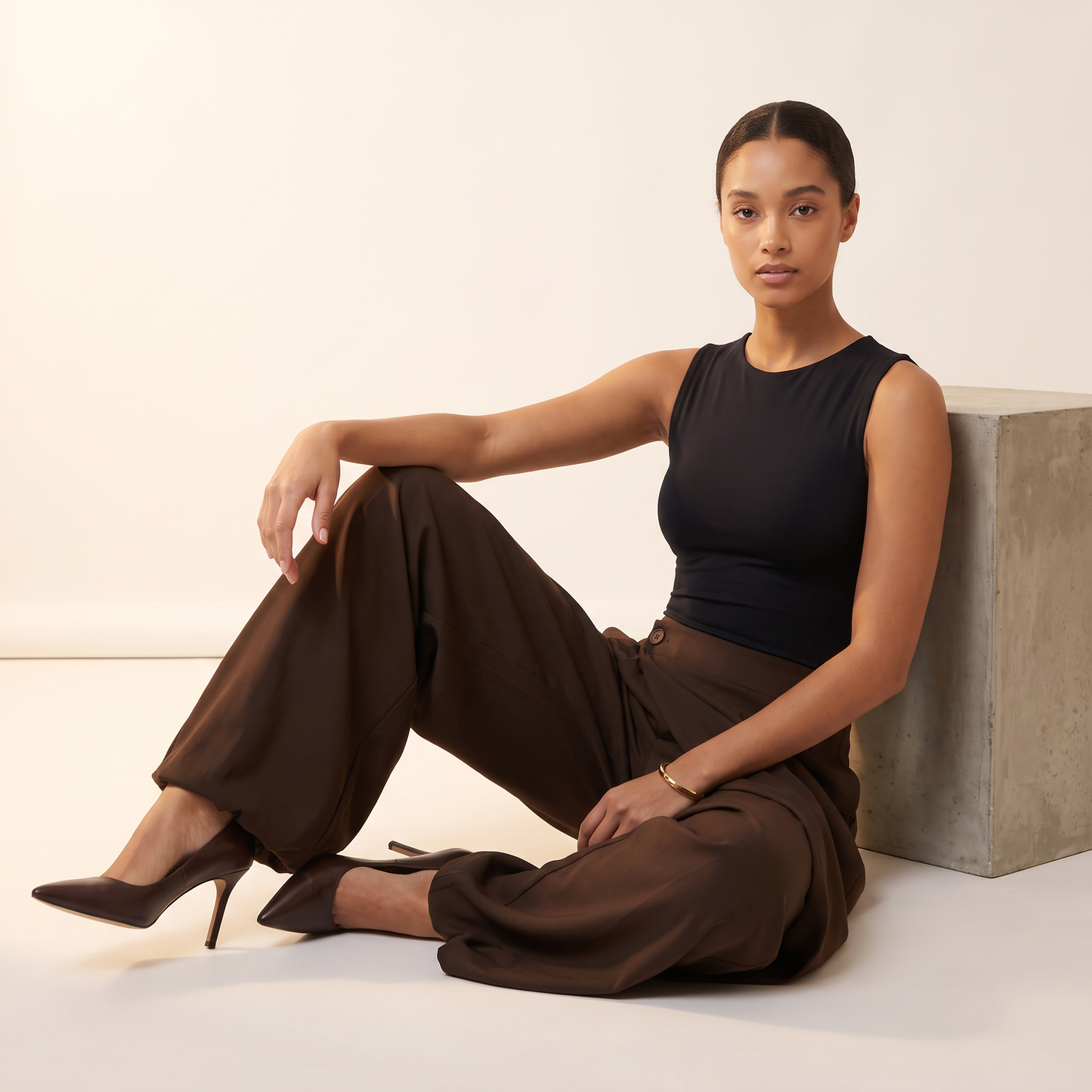 Caspian cropped broek in koffiebruin