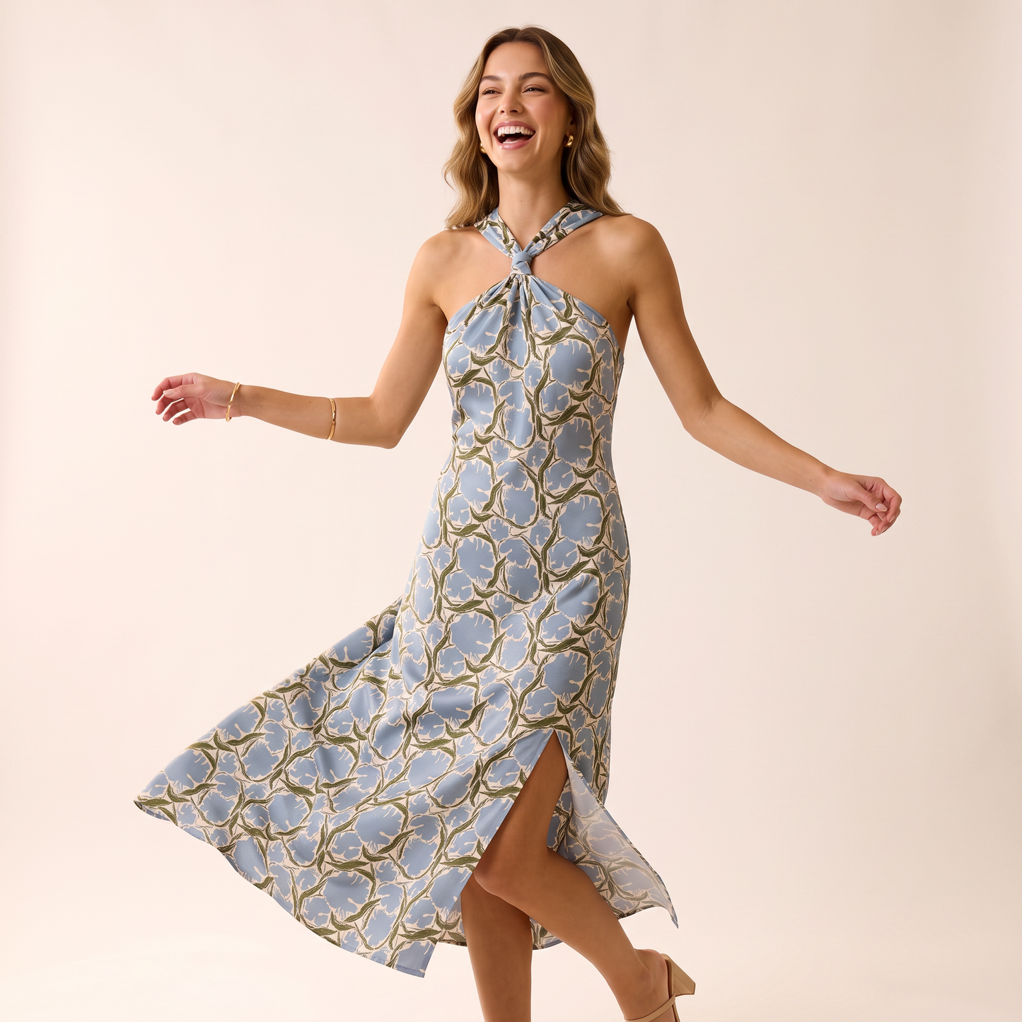 Siena geribde jurk met print