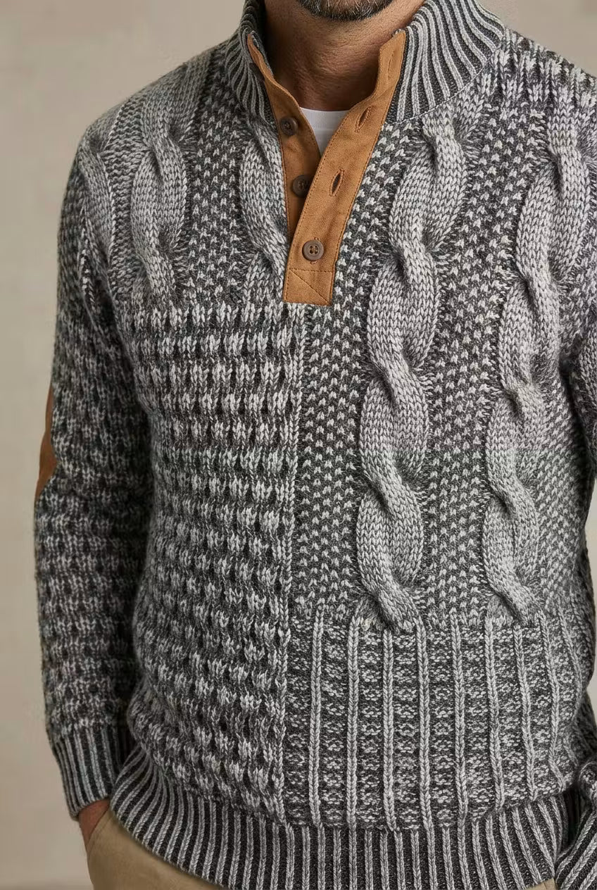 Textured Cable Knit Men’s Pullover