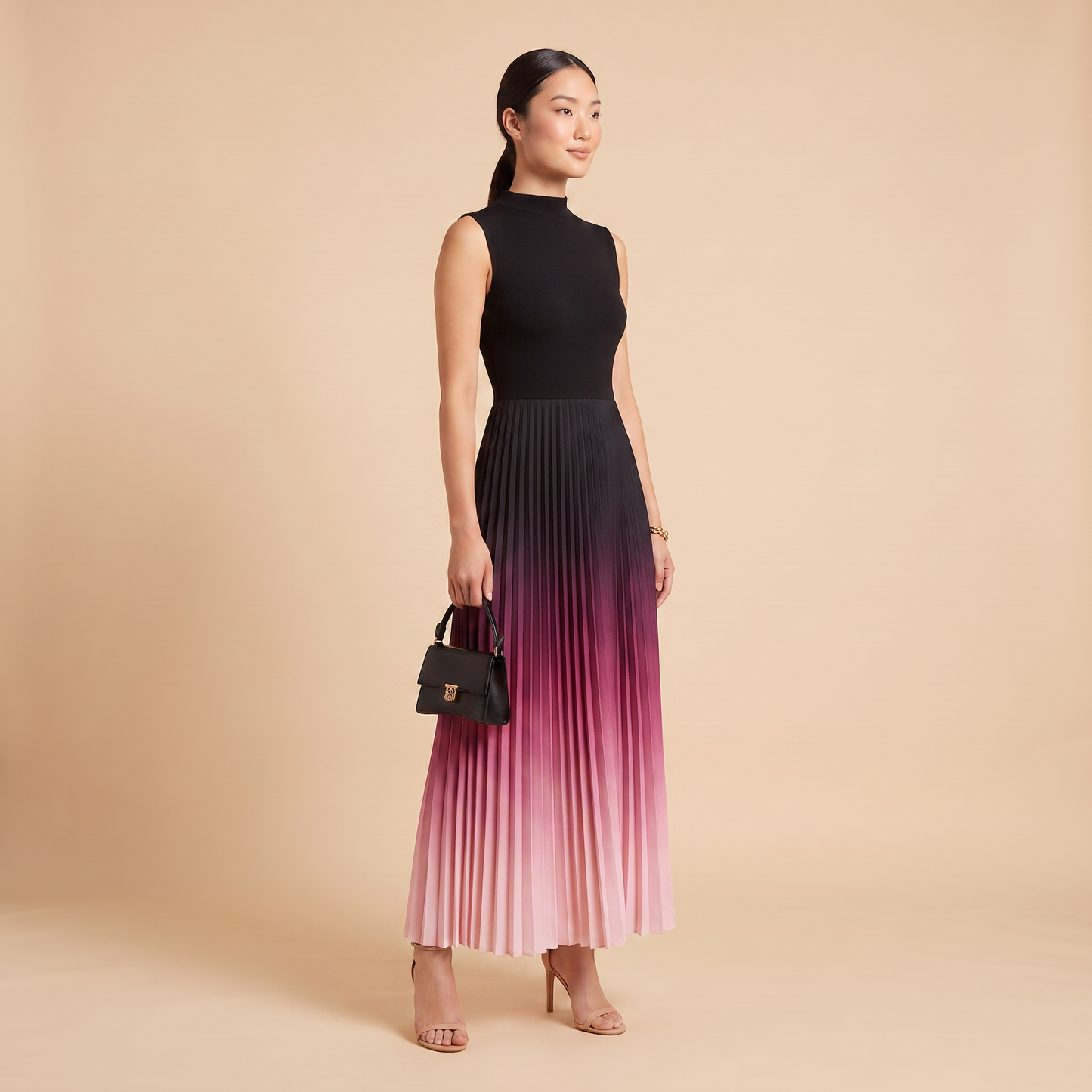Horizon geplooide maxi-jurk