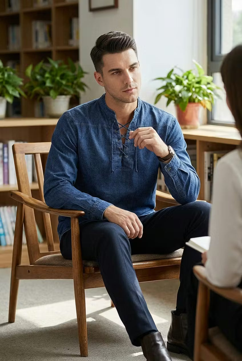 Harborline Lace-Up Henley Shirt