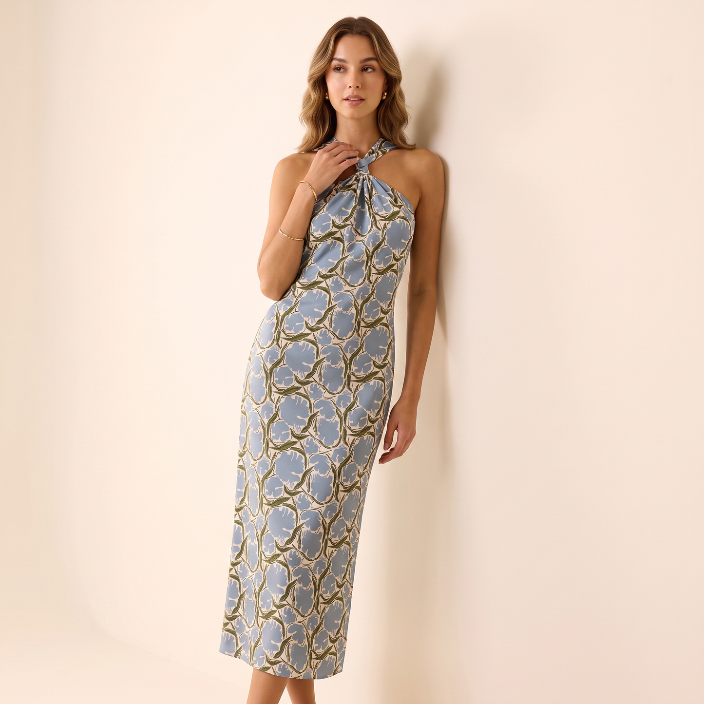 Siena geribde jurk met print