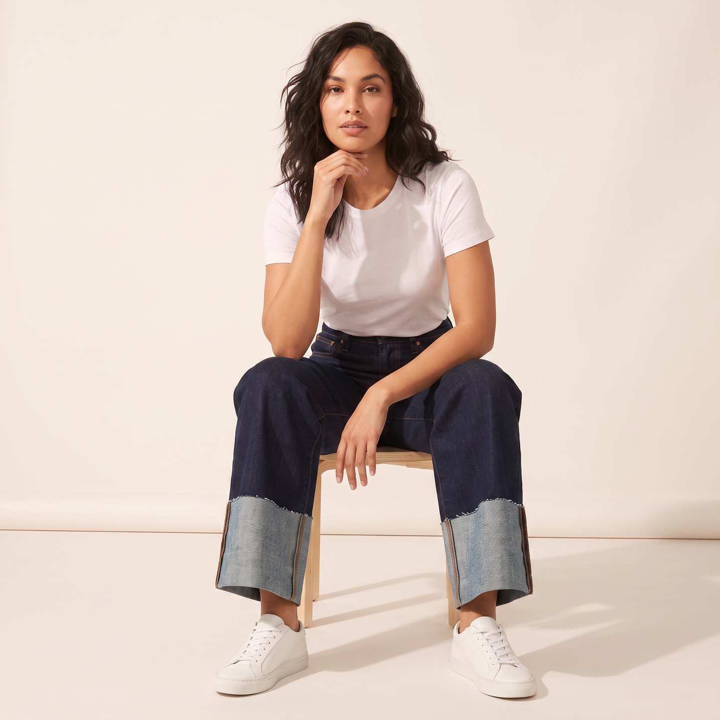 Noir Wash denimbroek met wijde pijpen