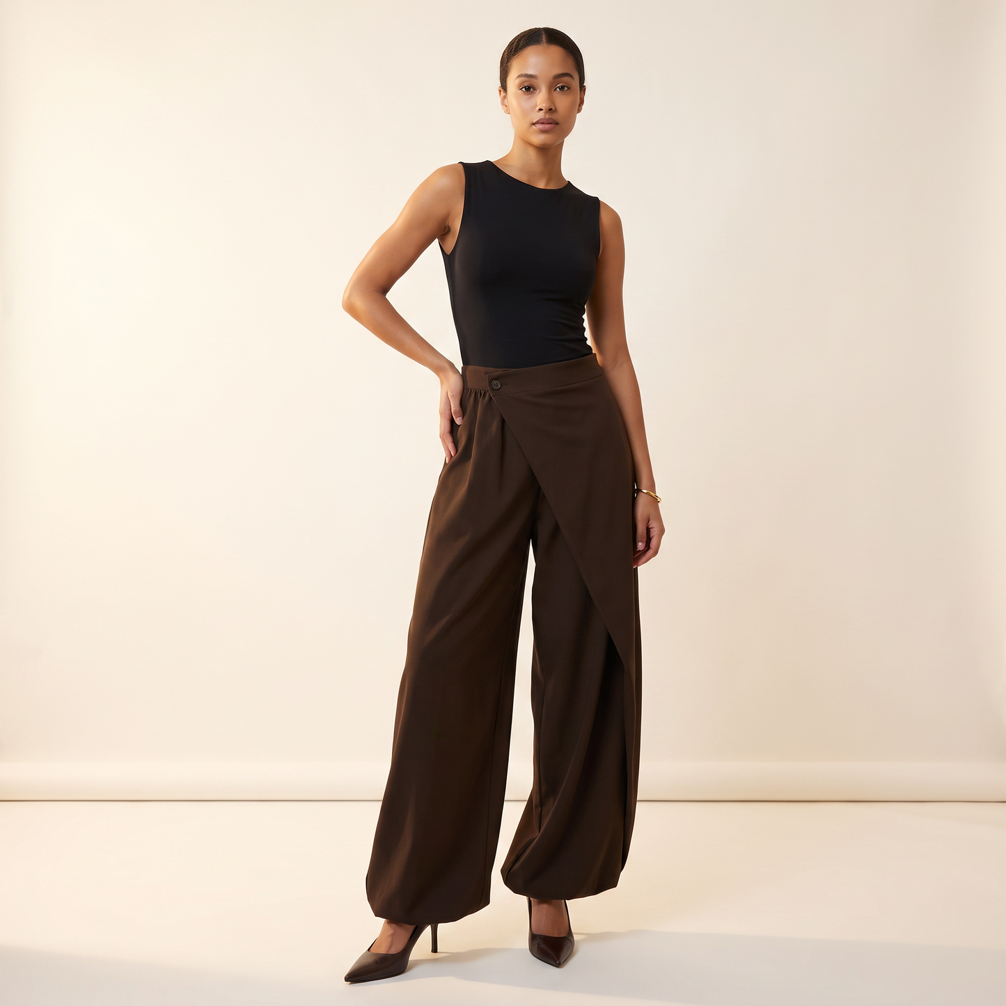 Caspian cropped broek in koffiebruin