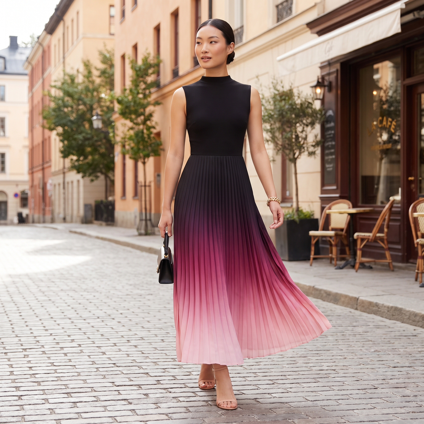 Horizon geplooide maxi-jurk