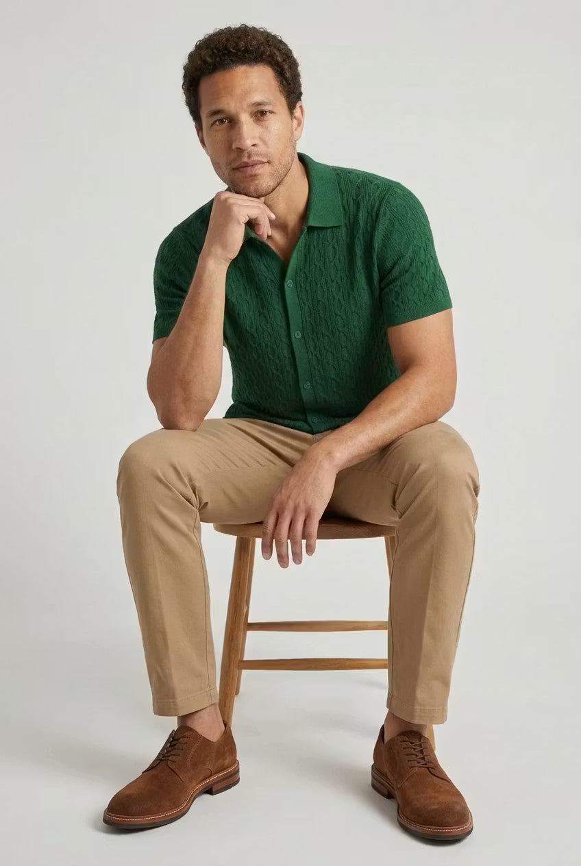 Men’s Cable Knit Short Sleeve Shirt
