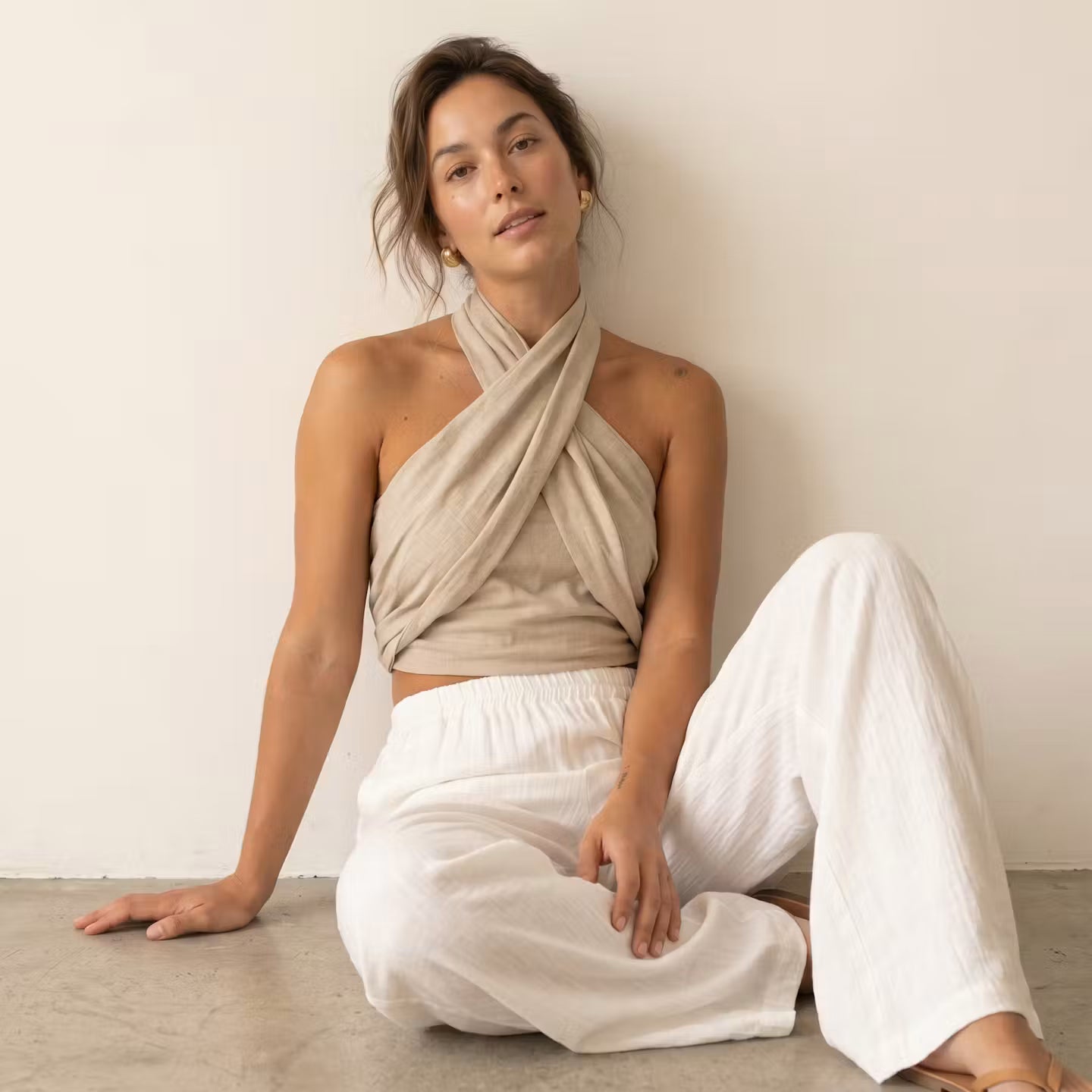 Lina Cross-Halter Top