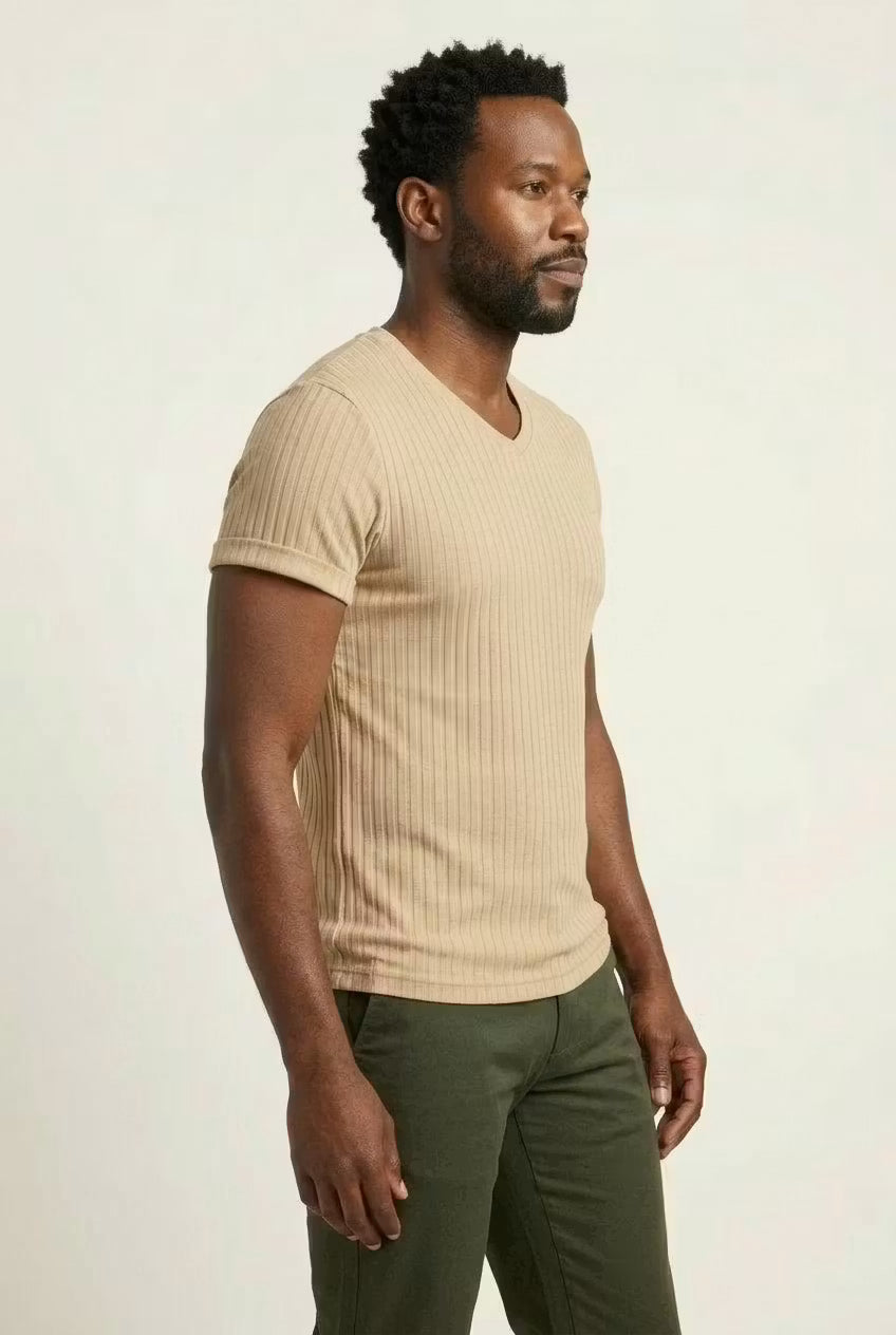 Ribbed City V-Neck Tee