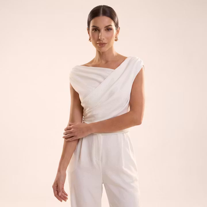 Celeste Gedrapeerde Top met Kruisdetail