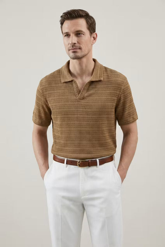 Sandbar Open-Weave Knit Polo
