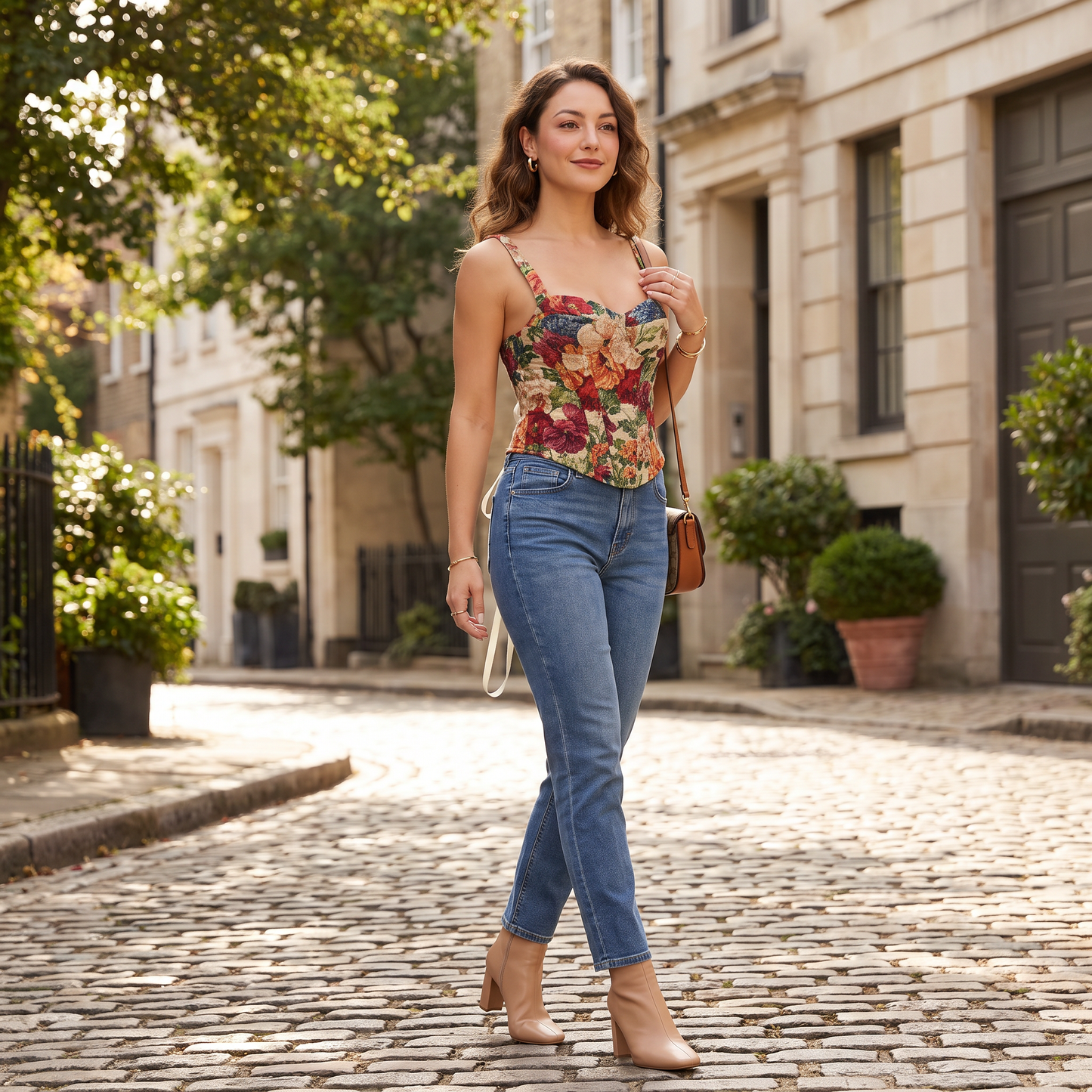 Maribel bustiertop met bloemenprint en baleinen