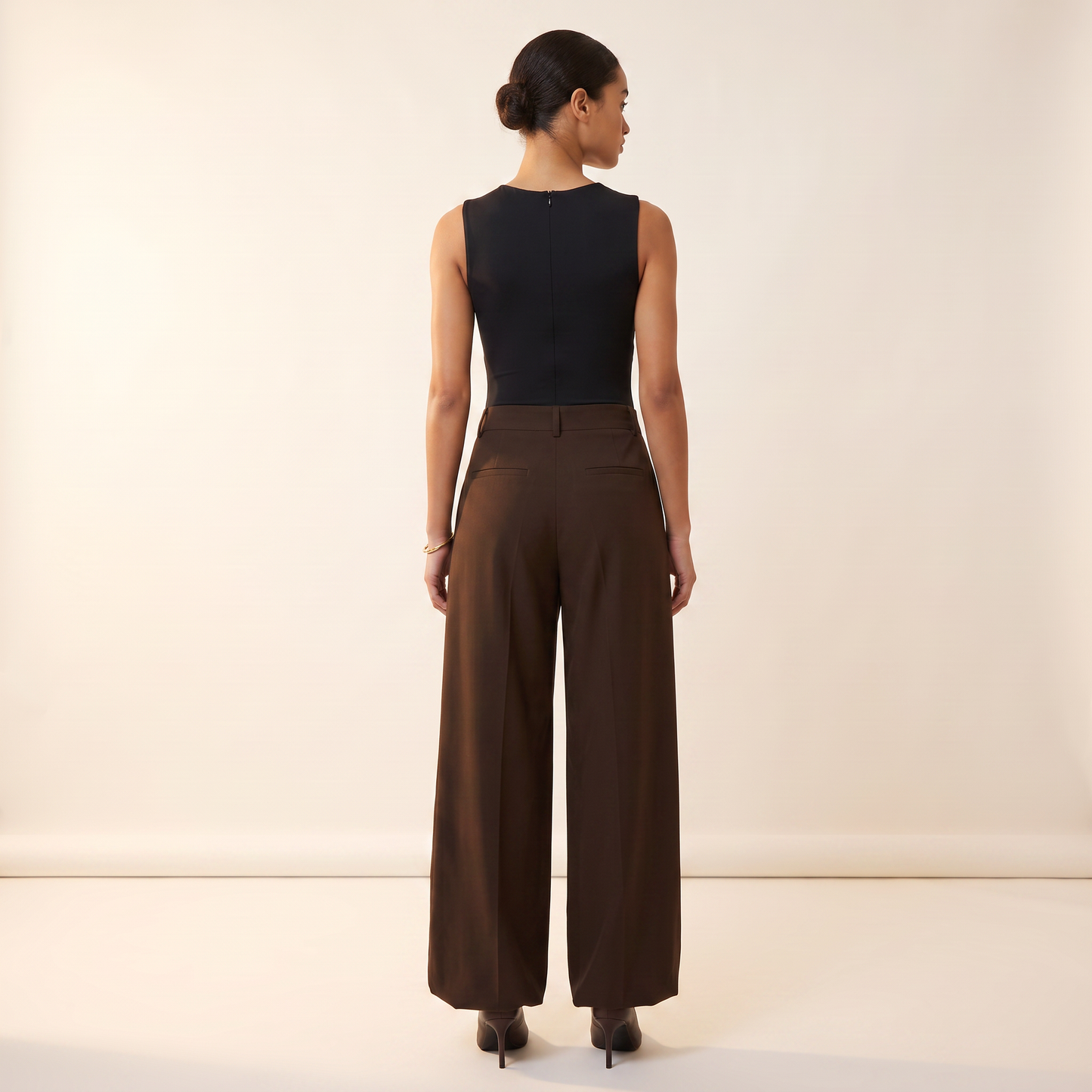 Caspian cropped broek in koffiebruin