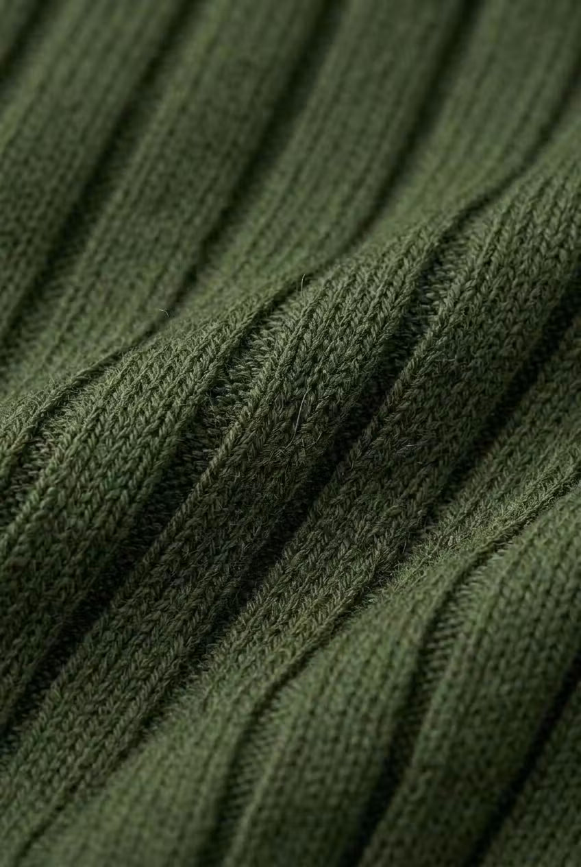 Ribbed Knit Crew Neck T-Shirt