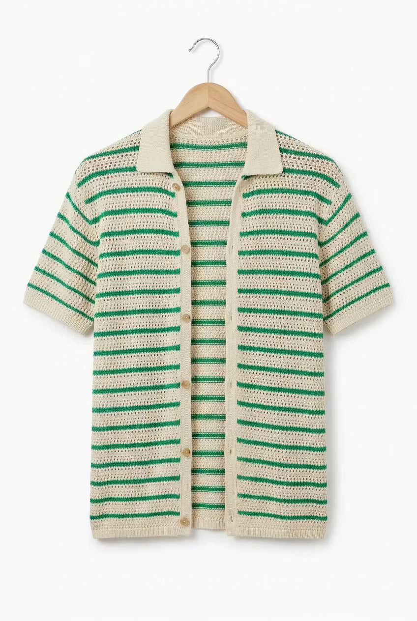 Monterey Stripe Knit Cardigan Shirt