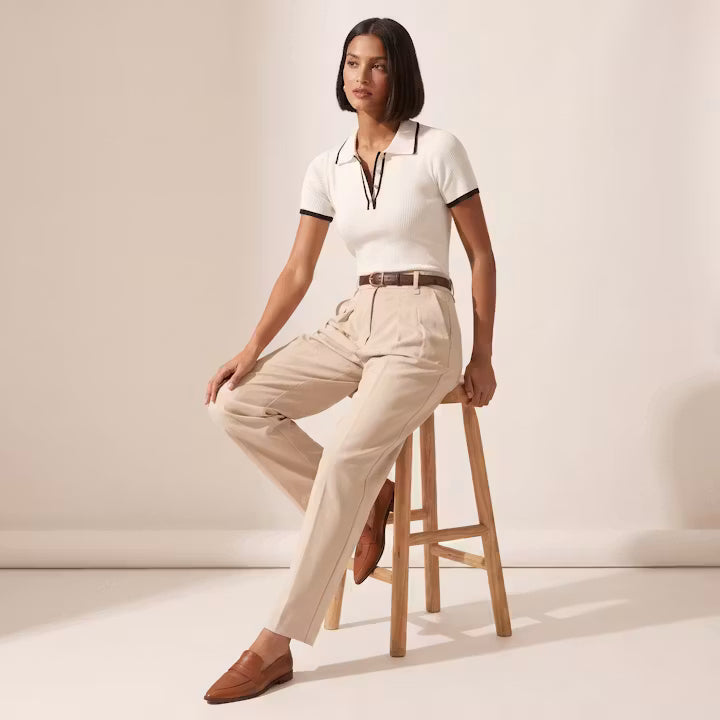 Elise Gebreide Polo met Contrasterende Bies