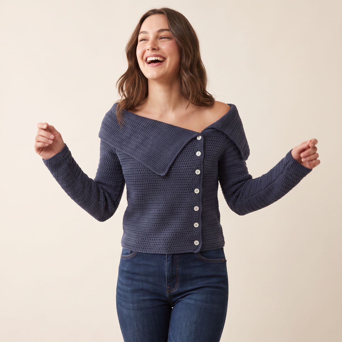 Mirelle gebreid vest met omslagkraag
