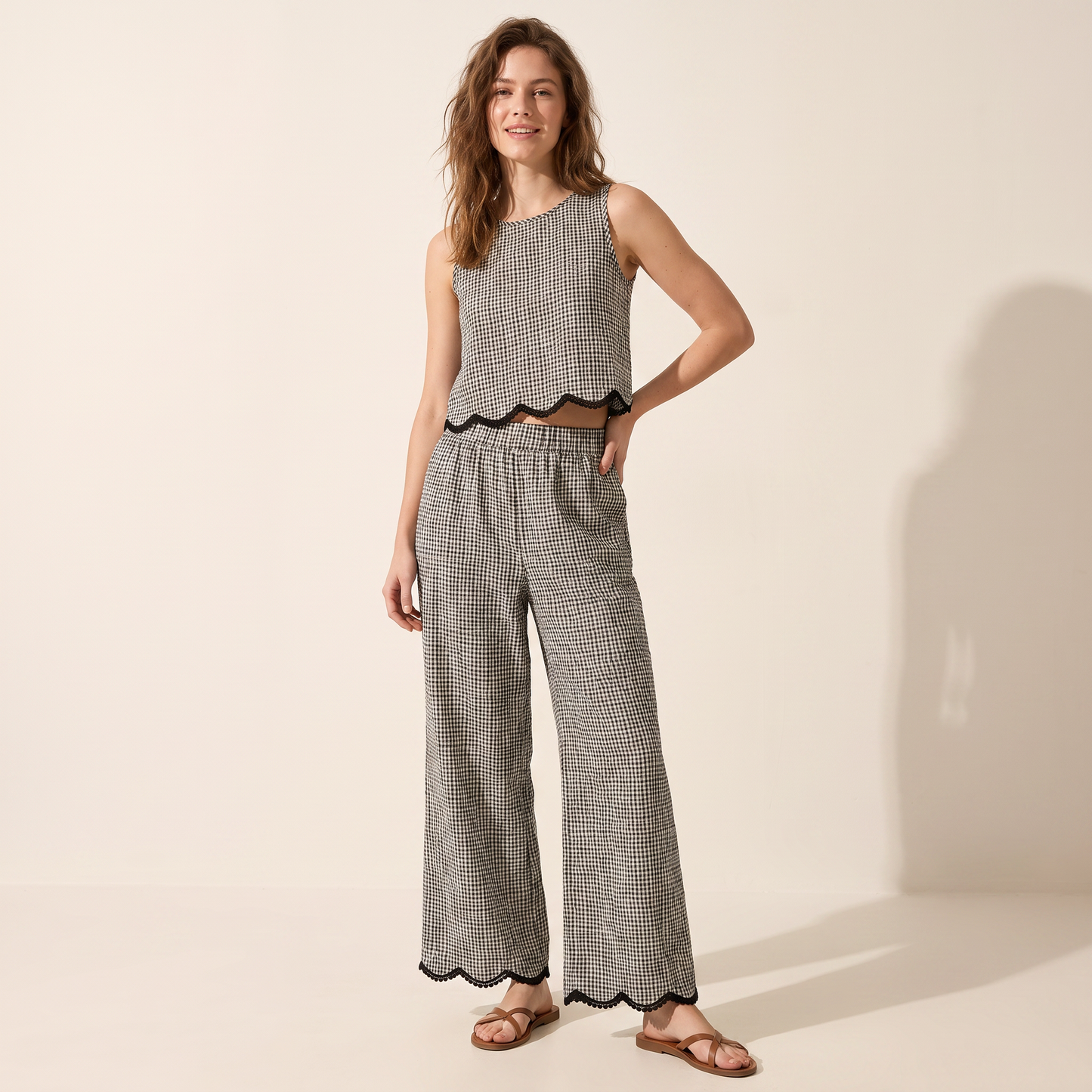 Noir Grid set met gilet en broek