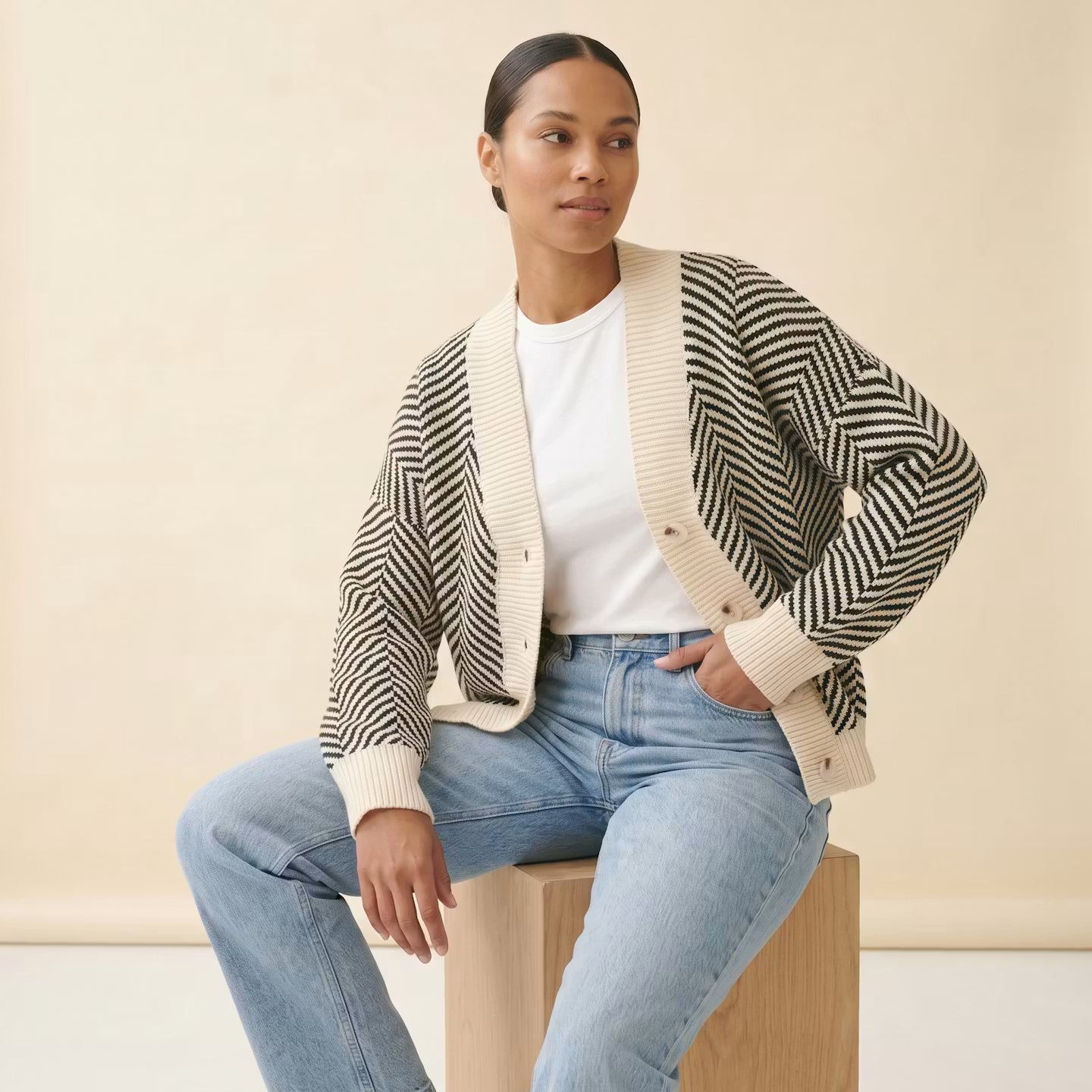 Élodie Chevron Cardigan