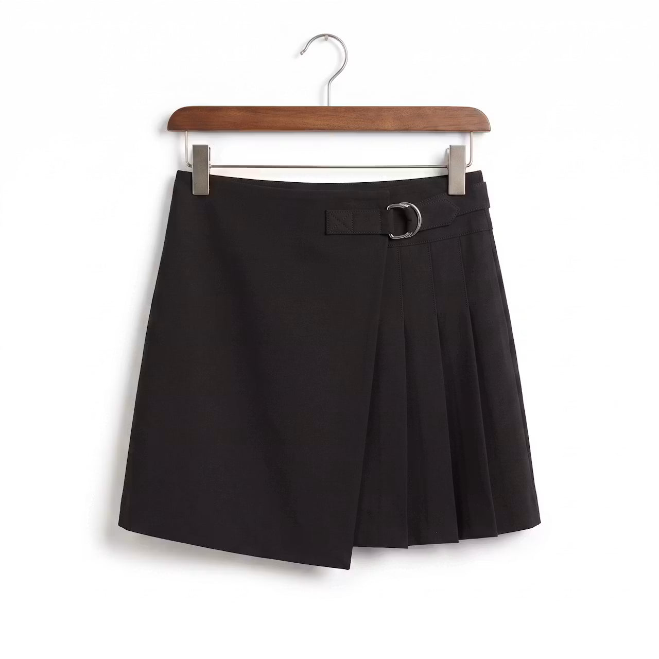 Elise Geplooide Minirok met Gespdetail