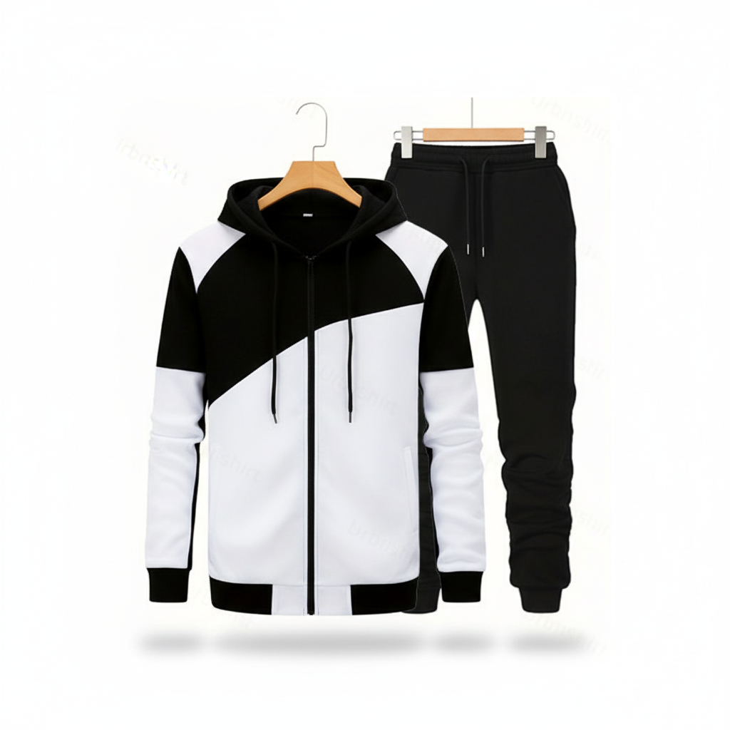 Men's Casual Trendy Patchwork Sports Hoodie Set
