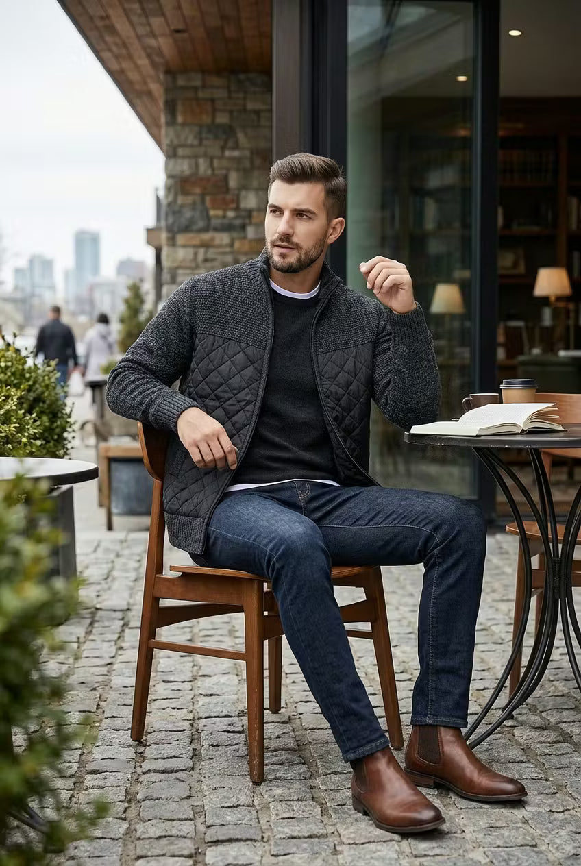 Northpoint Quilted Zip Cardigan