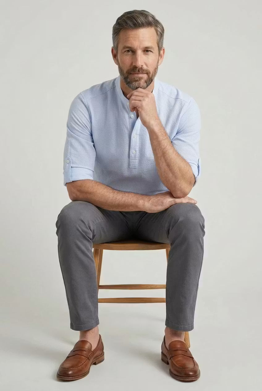 Marlow Textured Stand Collar Shirt