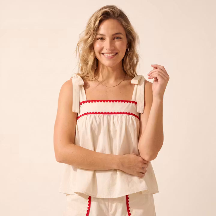 Liora cami en shorts set met contrastrand