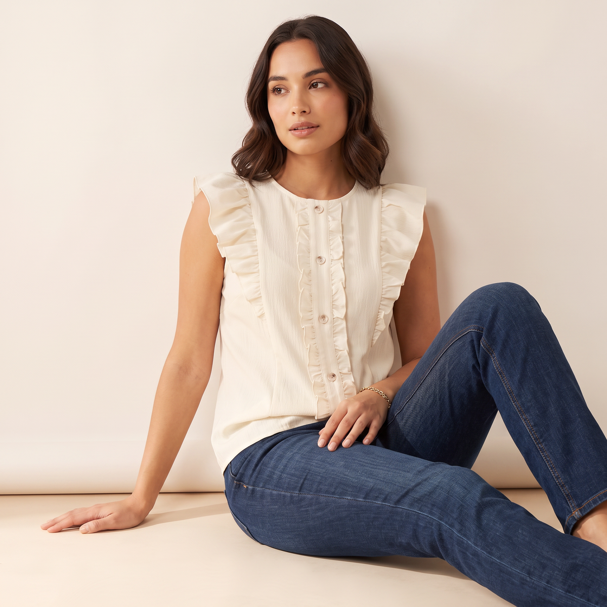 Coastline wit vest met losse pasvorm