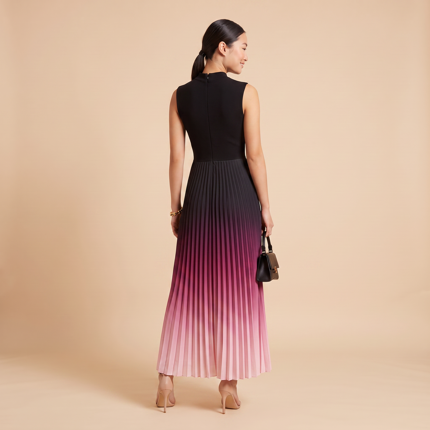 Horizon geplooide maxi-jurk