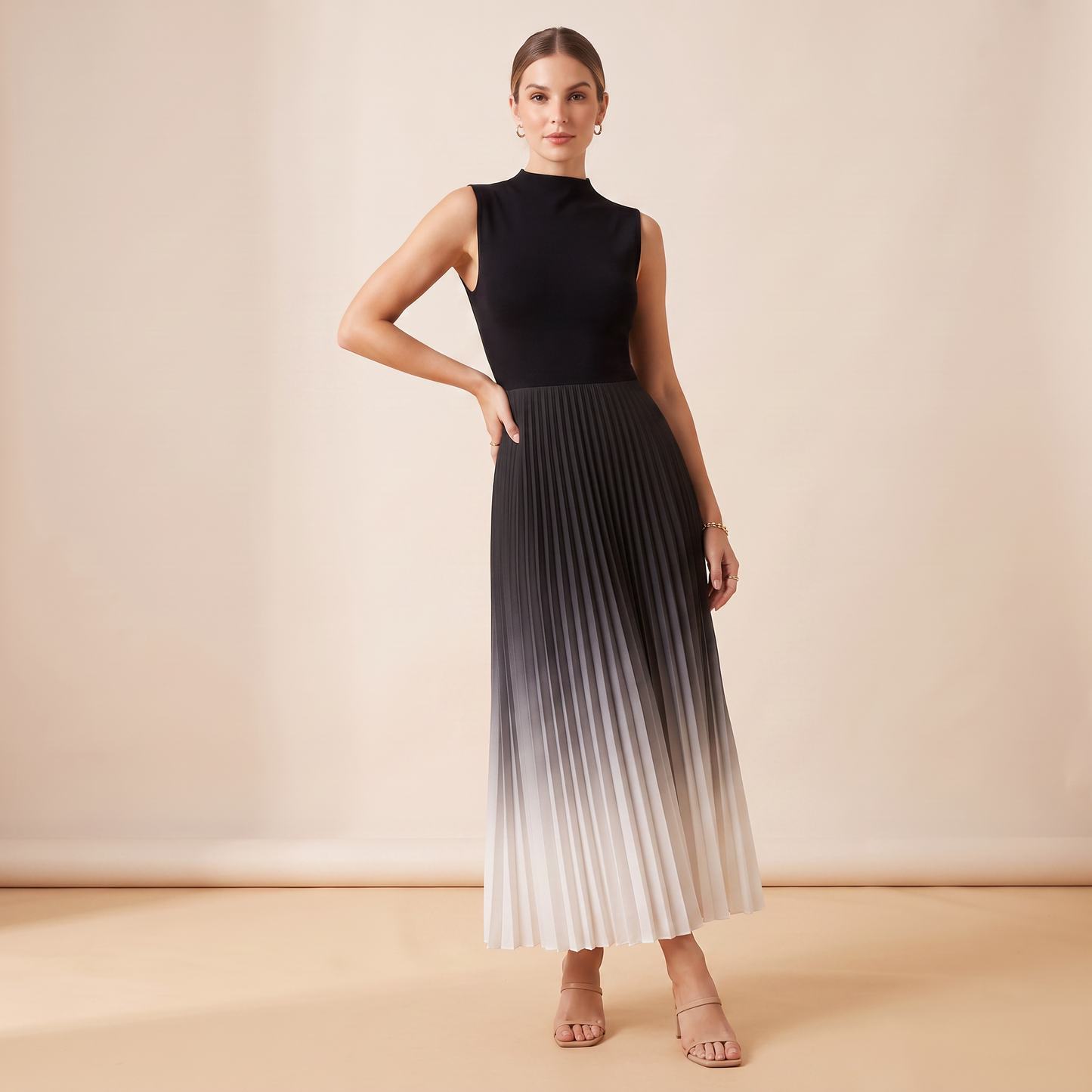 Horizon geplooide maxi-jurk