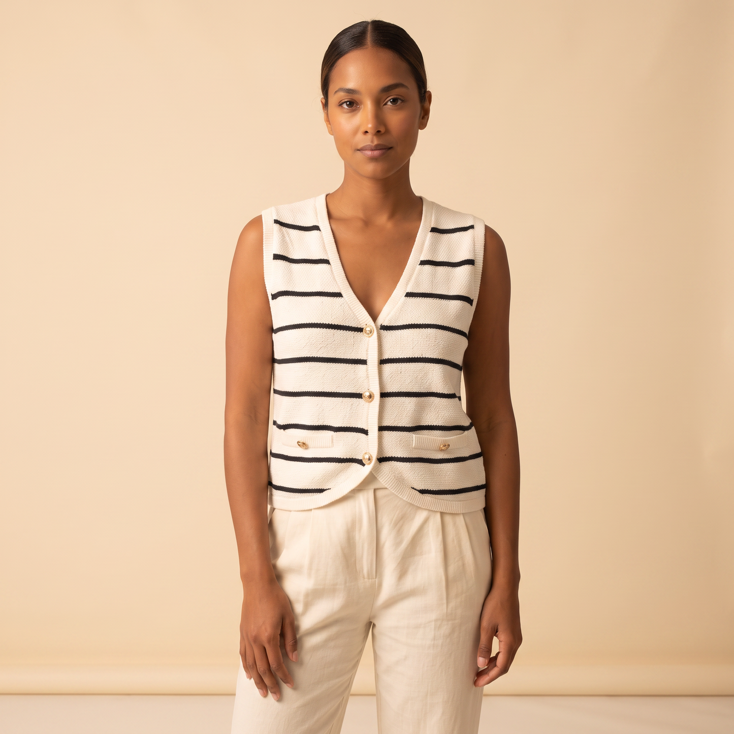 Lila vest met contraststrepen