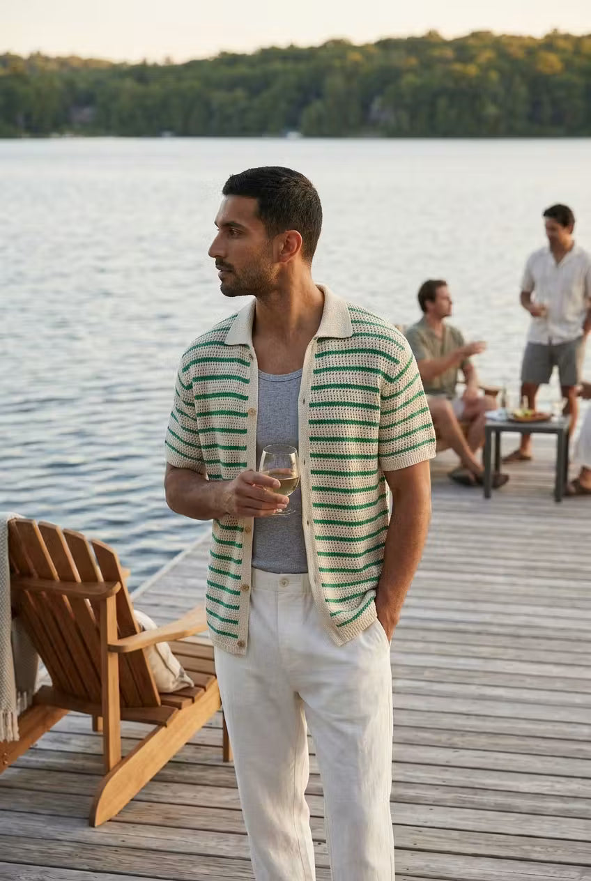 Monterey Stripe Knit Cardigan Shirt