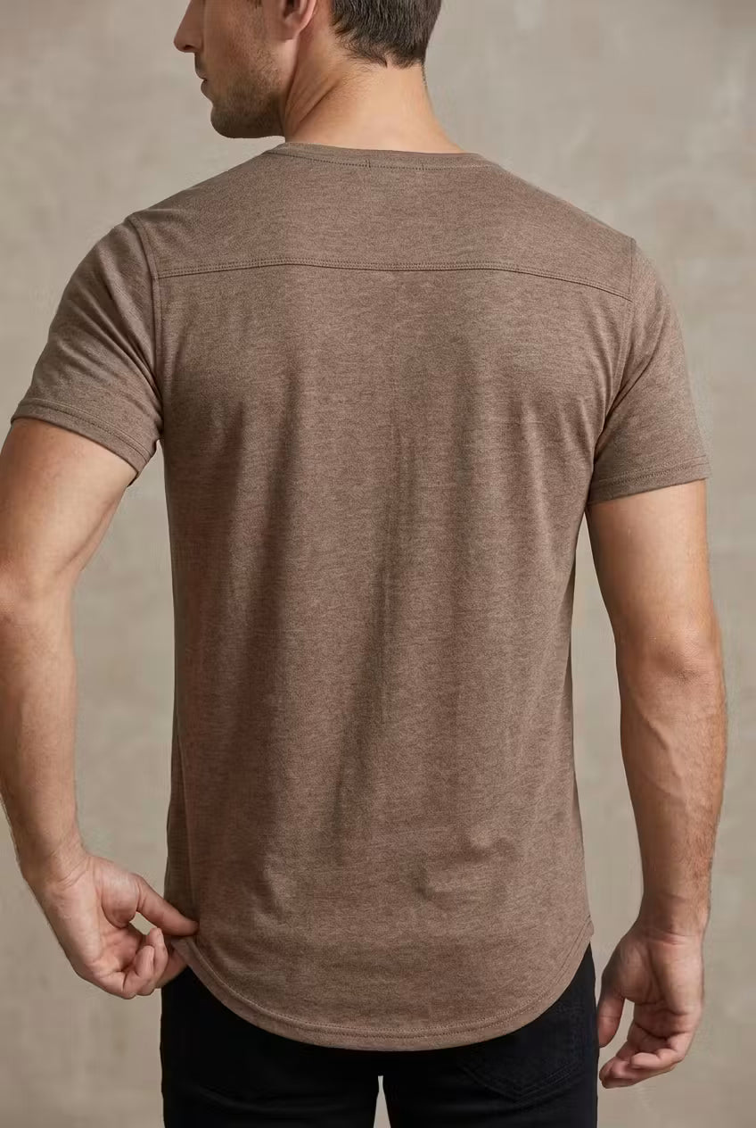 Men’s Short Sleeve Henley Shirt With Button Placket