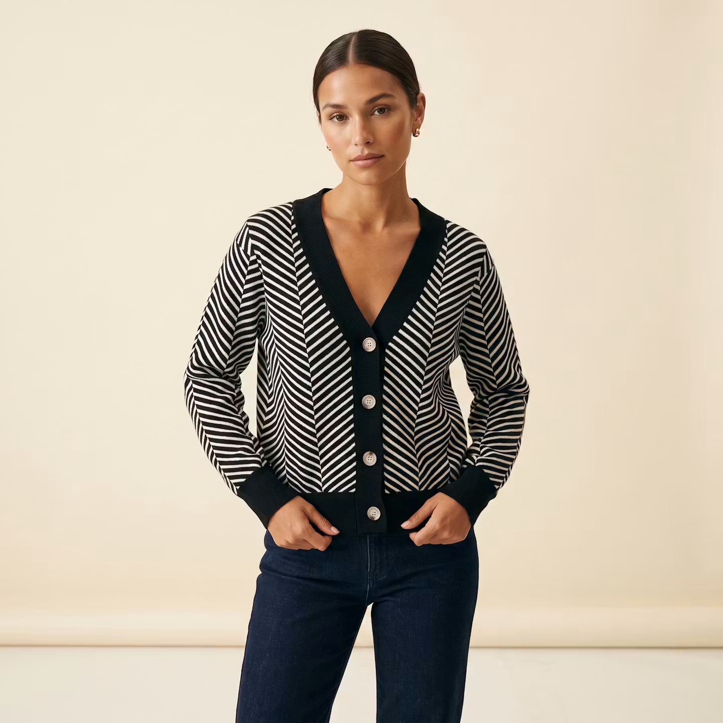 Élodie Chevron Cardigan