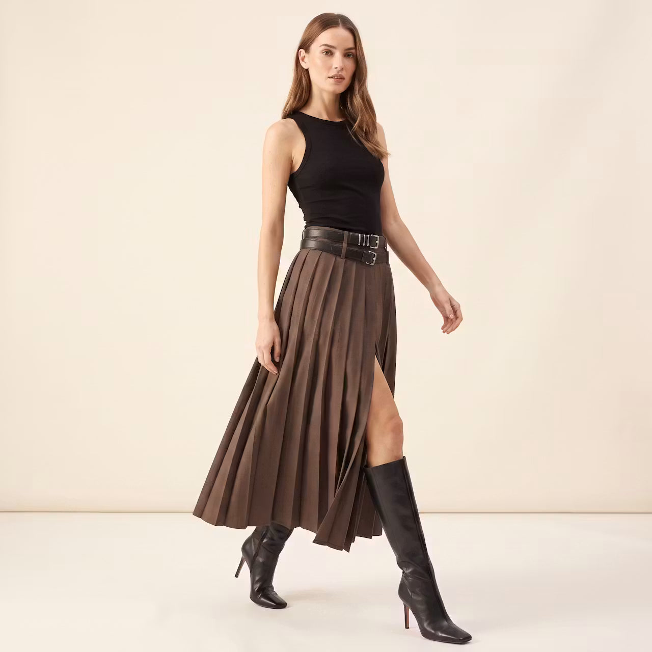 Maren Geplooide Midirok met Split