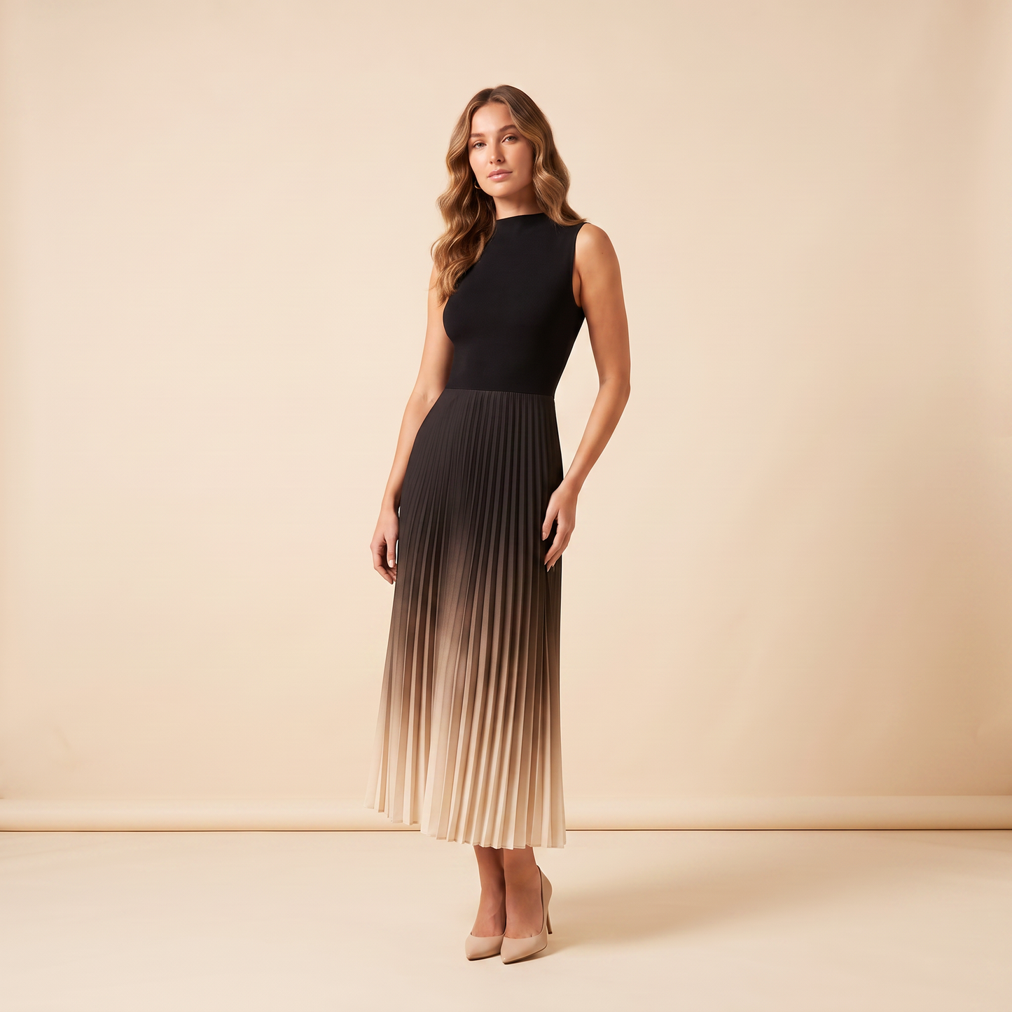 Horizon geplooide maxi-jurk