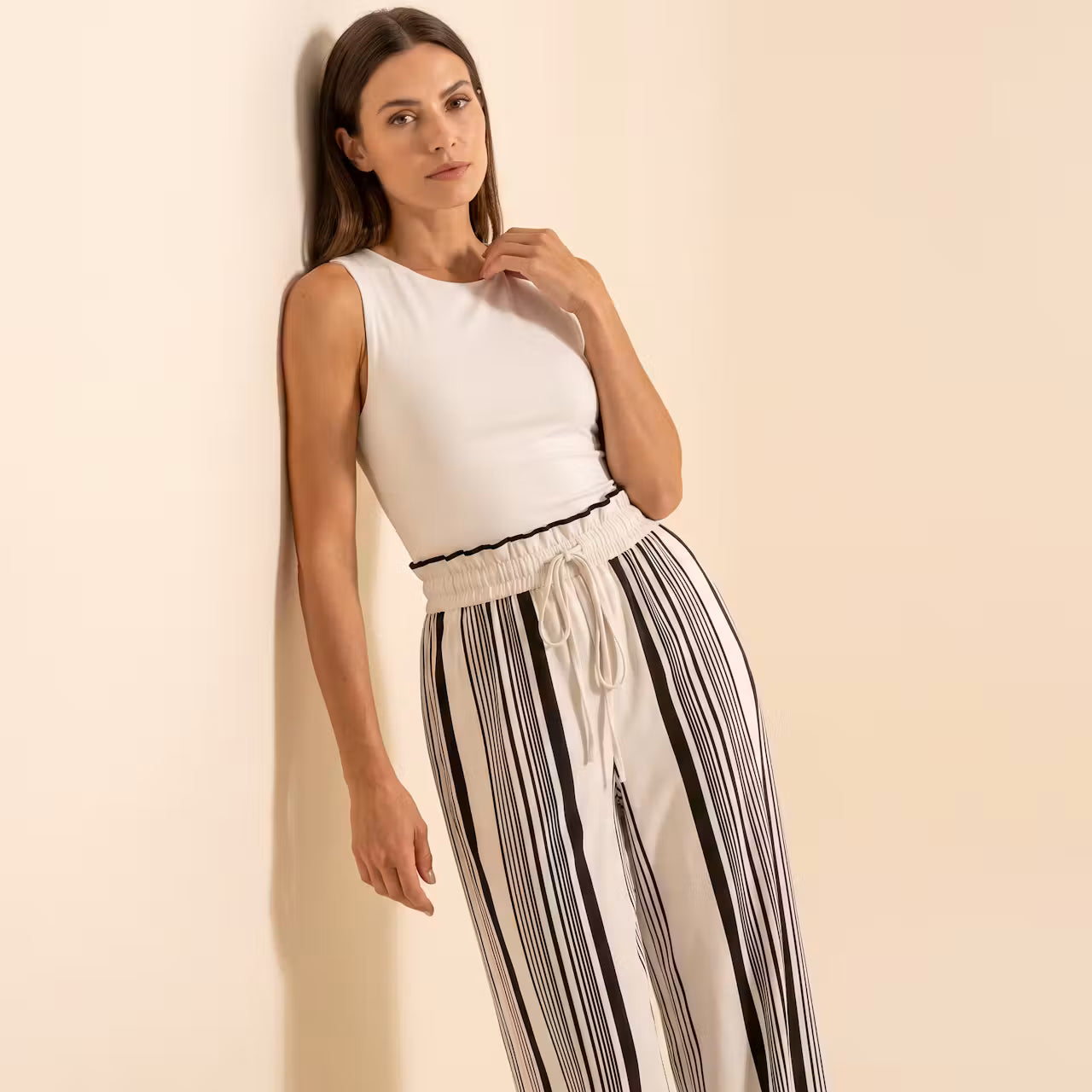 Amelie Gestreepte Broek met Wijde Pijpen